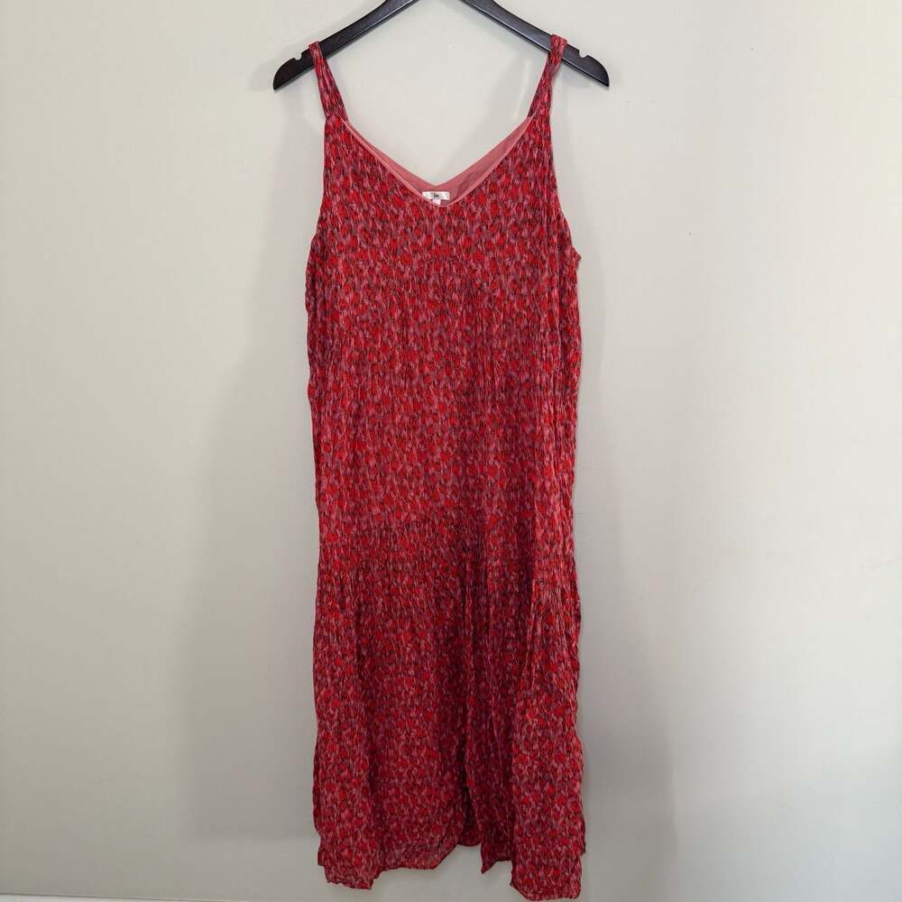 Joie Bondi Tiered Sleeveless Cotton Maxi Dress in Red Pattern